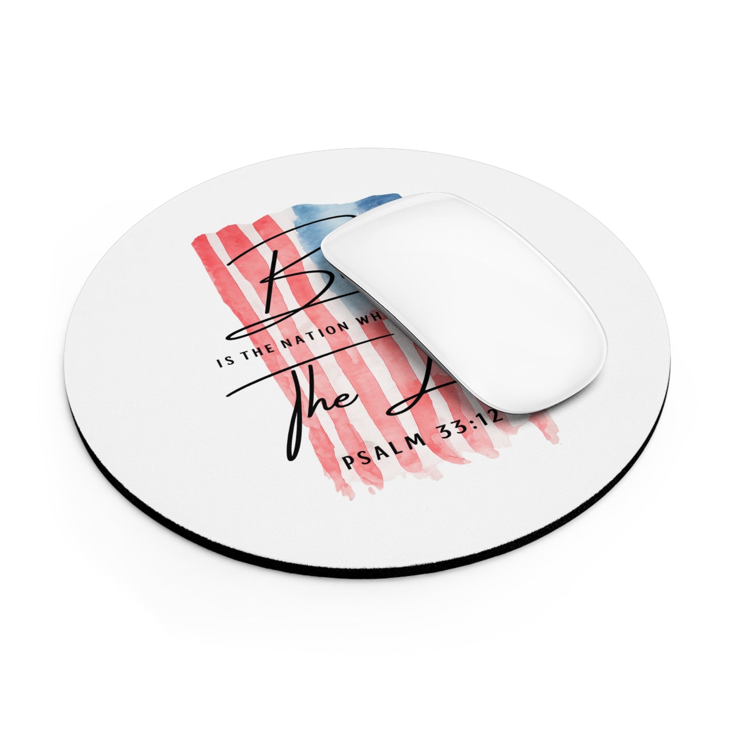Blessed Is The Nation Mouse Pad — Psalm 33:12 Patriotic Christian Desk Mat