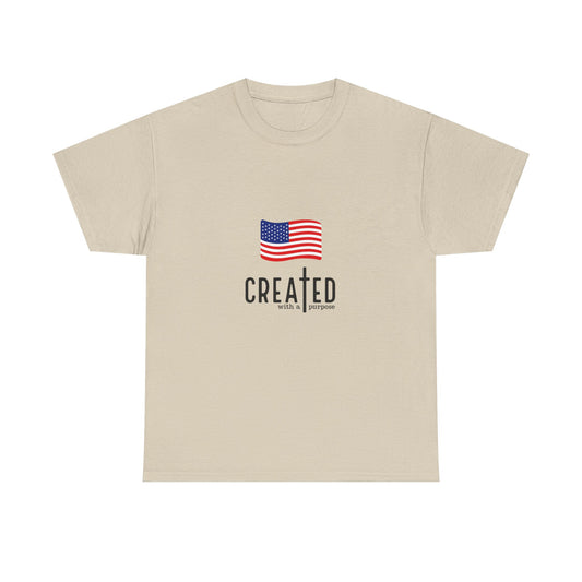 Created American Flag T‑Shirt — 'Created' Patriotic Graphic Tee