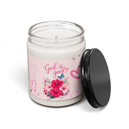 God Is Good Floral Soy Candle — 9oz Scented Jar (Inspirational Gift)