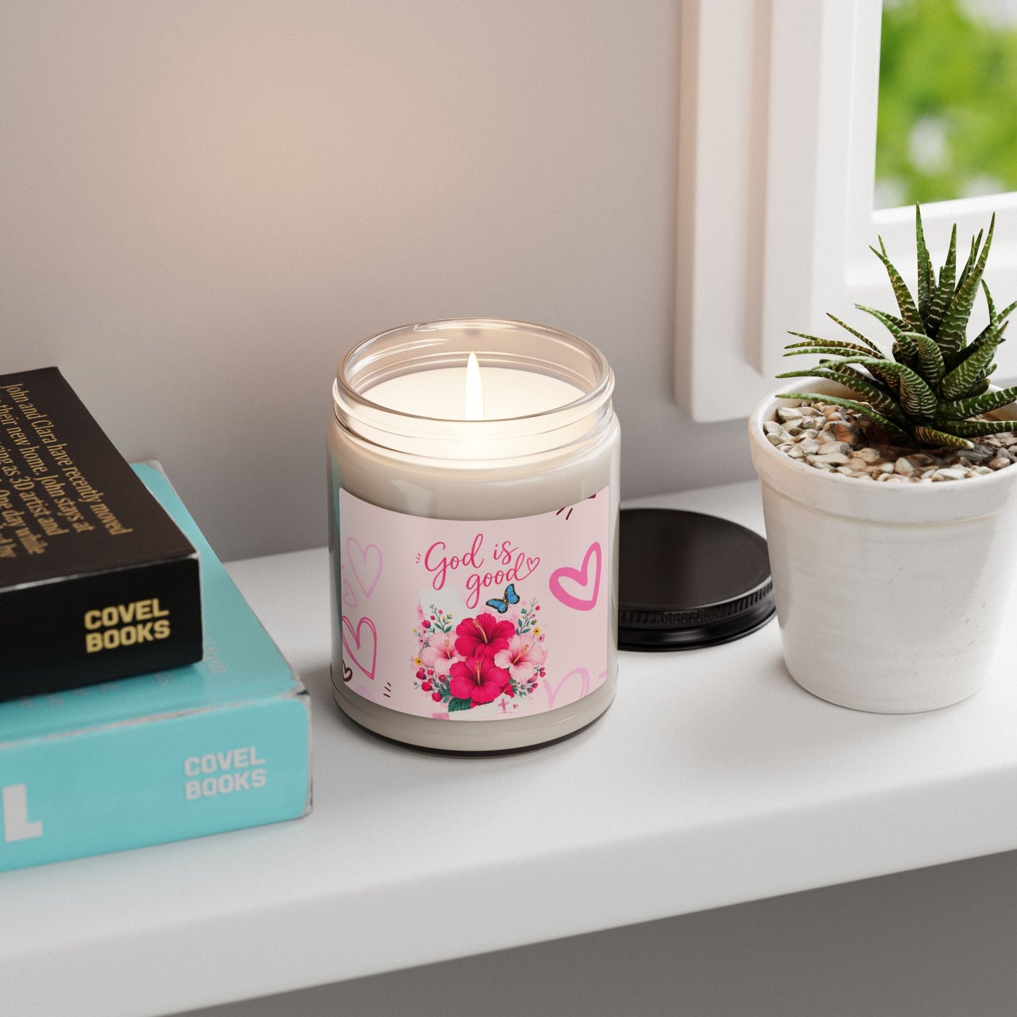 God Is Good Floral Soy Candle — 9oz Scented Jar (Inspirational Gift)