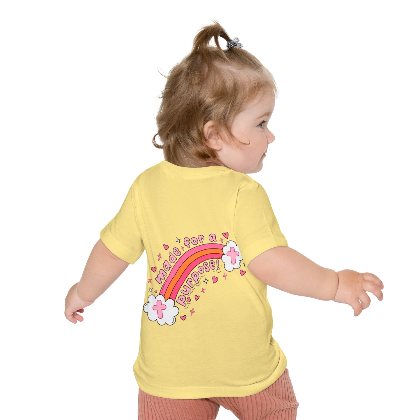 Baby T-Shirt | "Child of God" Heart Front & "Made for a Purpose" Rainbow Back — Christian Infant Tee