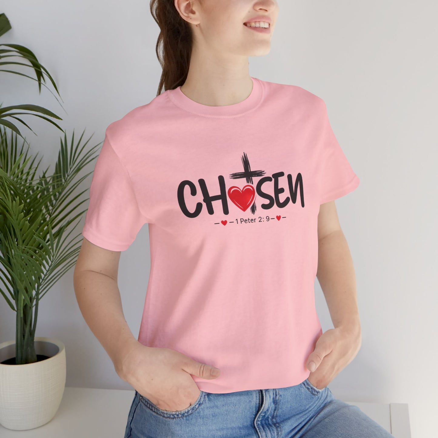 Chosen Cross Heart T-Shirt — Christian Faith Tee (1 Peter 2)