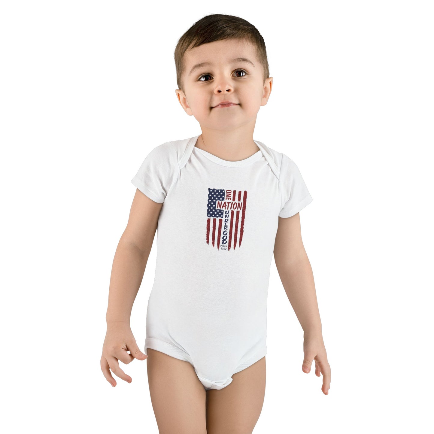 Baby Onesie - USA Flag "Nation of Greatness" Organic Cotton Infant Bodysuit