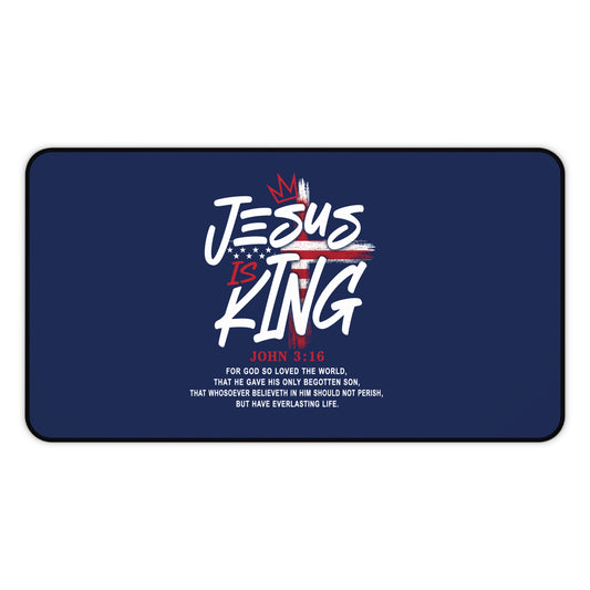 Christian Desk Mat - "Jesus Is King" Inspirational Office Mouse Pad (John 3:16)
