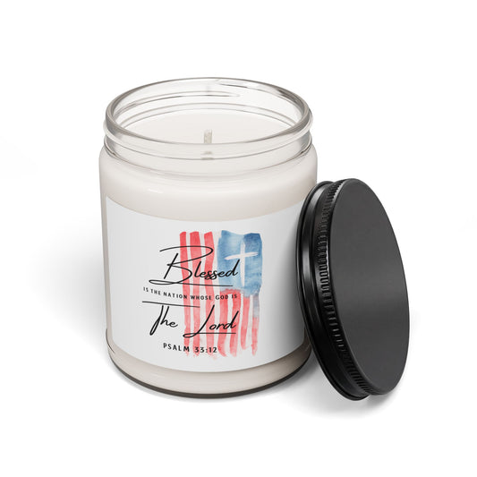 Patriotic 'Blessed Is The Nation' Soy Candle — 9oz Inspirational Jar