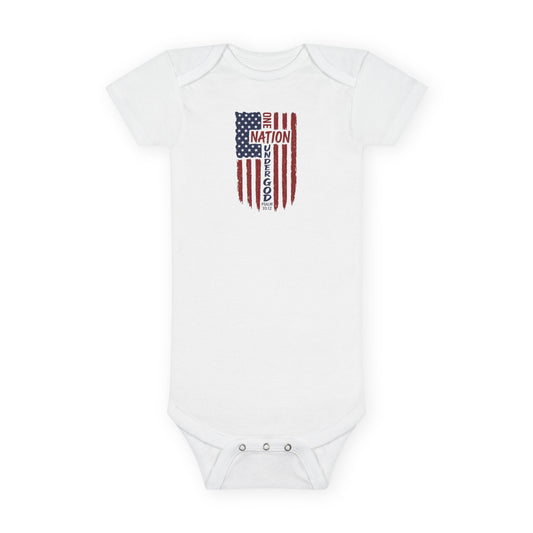Baby Onesie - USA Flag "Nation of Greatness" Organic Cotton Infant Bodysuit