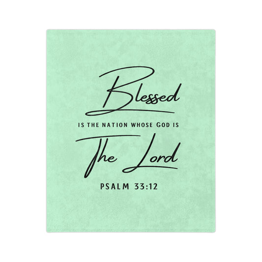 Blessed Is the Nation Psalm 33:12 Microfiber Blanket — Inspirational Christian Throw