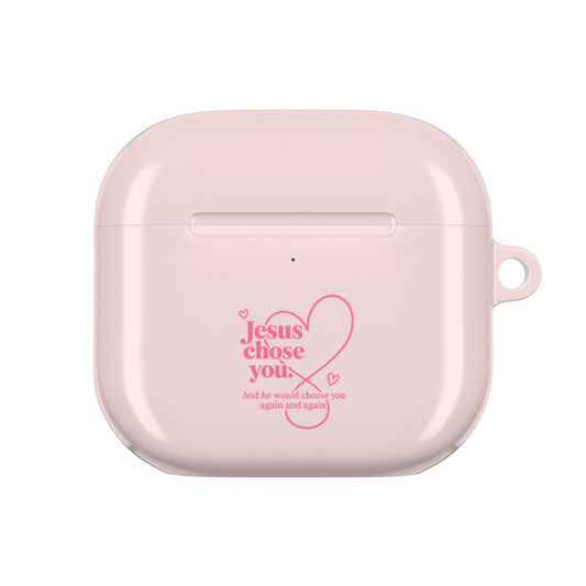 Pink Christian AirPod Case – "Jesus Chose You" & "God's Child" Faith Protective Cover