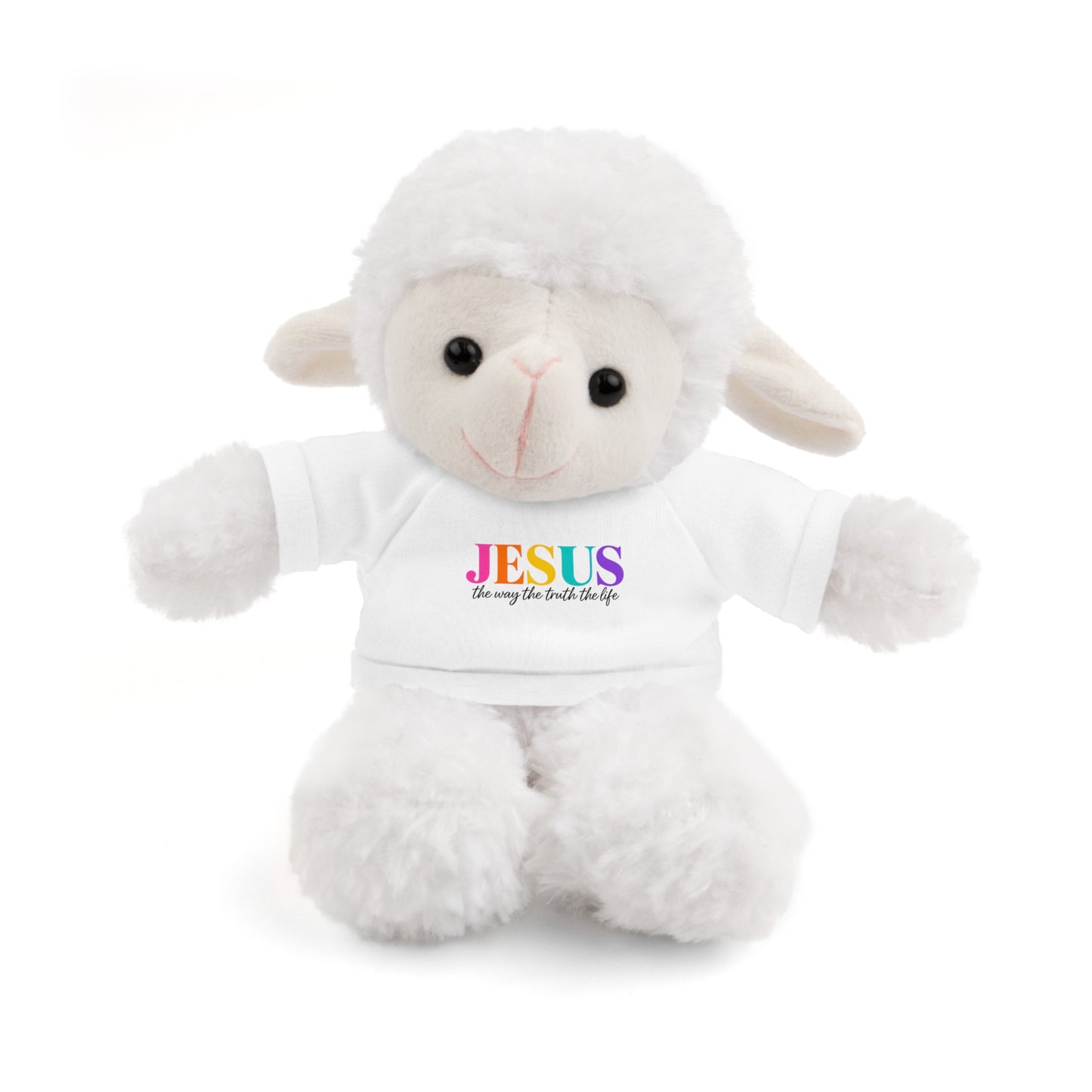 Jesus Rainbow Tee Teddy Bear - Plush Stuffed Animal with Faith Shirt