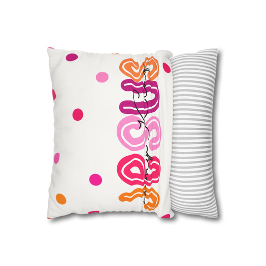 Square Pillow - "Jesus is My King" Colorful Polka Dot Canvas Throw Pillow