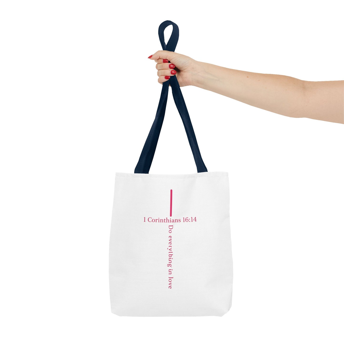 Christian Tote Bag — I Corinthians 16:14 'Do Everything in Love' Cross Design