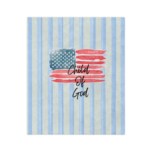 Child of God American Flag Velveteen Microfiber Blanket