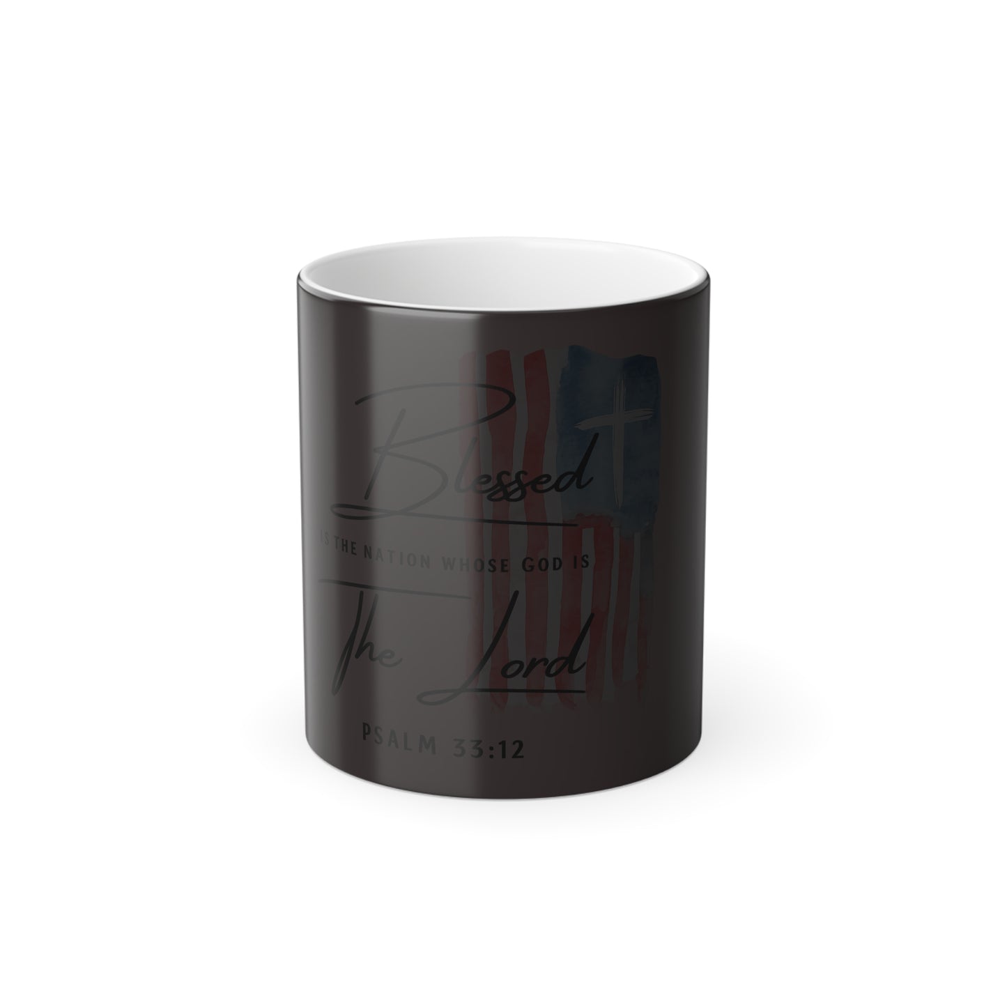 Blessed Is The Nation Color-Changing Mug — Psalm 33:12 Christian Coffee Cup