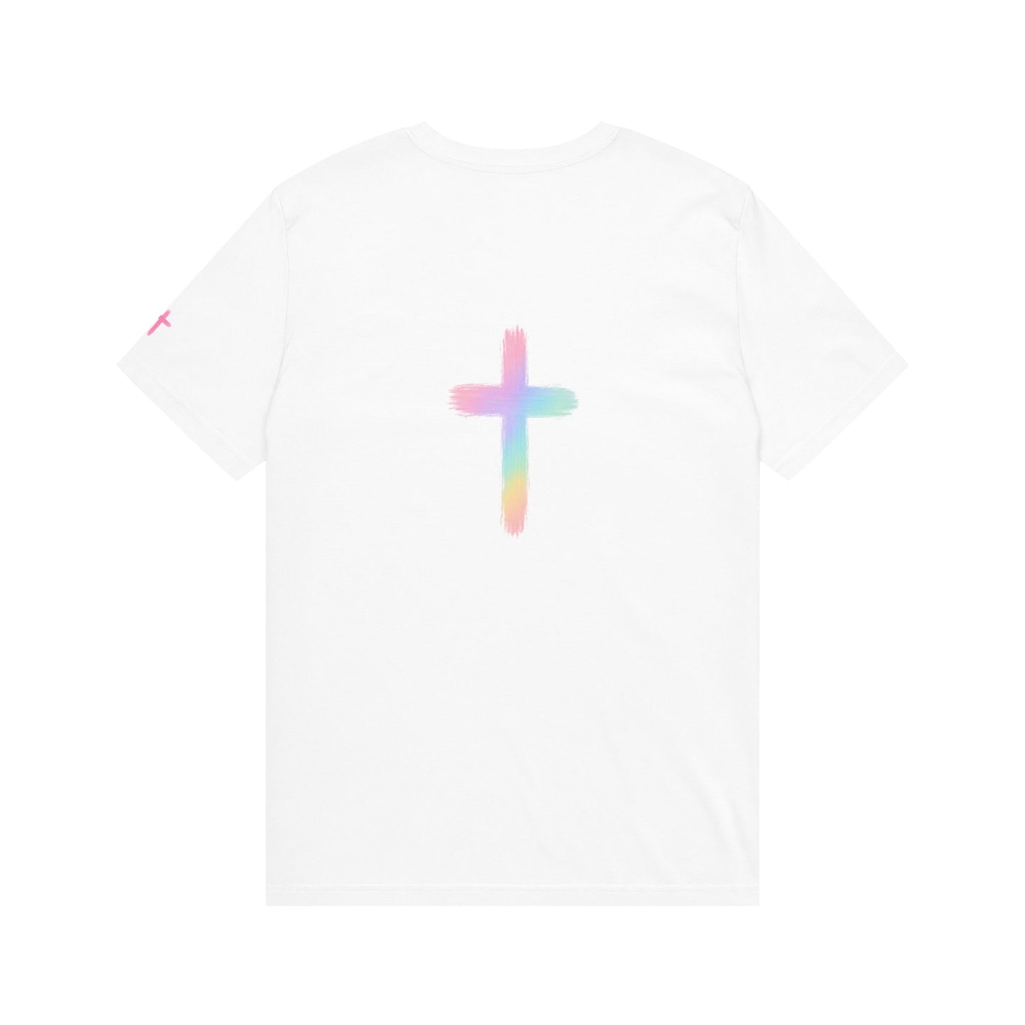 Christian Cross T-Shirt — "God Is Within Her" Pink Watercolor Faith Tee