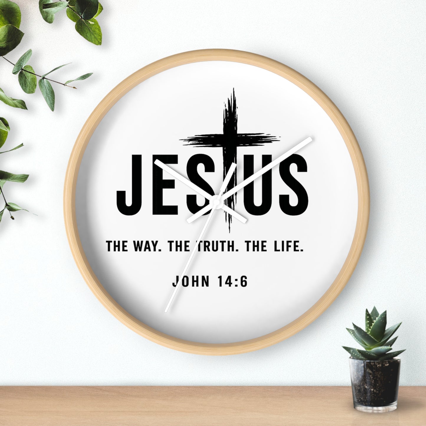Jesus Wall Clock — "The Way. The Truth. The Life." John 14:6 Christian Decorative Clock