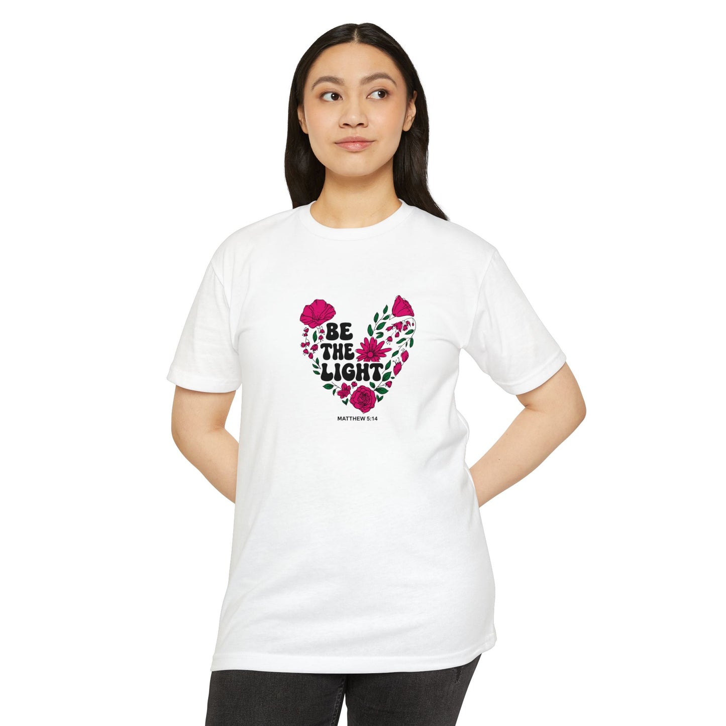 Be The Light Floral T-Shirt — Matthew 5:14 Inspirational Tee
