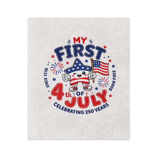My First 4th of July Baby Blanket — Velveteen Microfiber Patriotic Throw