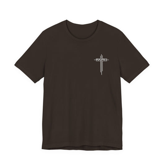Christian Cross T‑Shirt — Subtle Back Cross Graphic Religious Tee