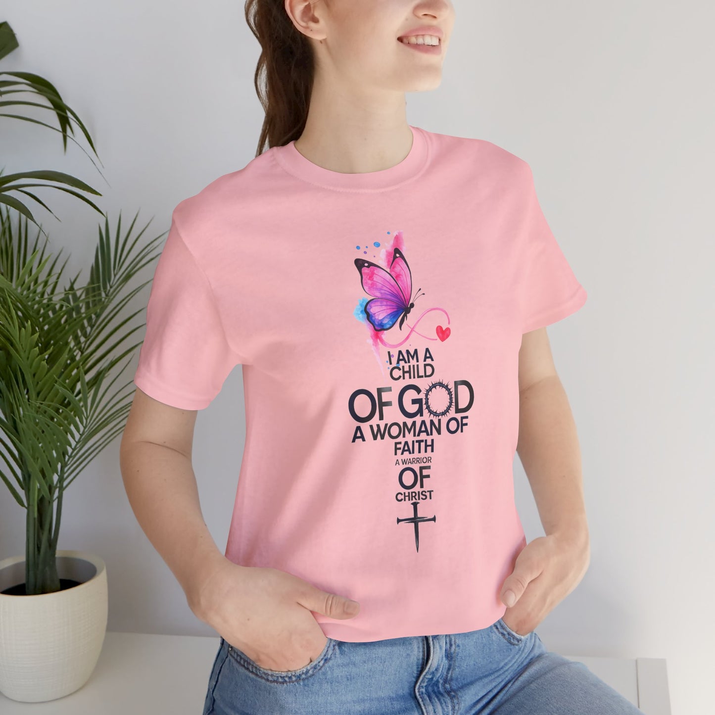Faith Butterfly T-Shirt – "I Am a Child of God, A Woman of Faith" Christian Tee