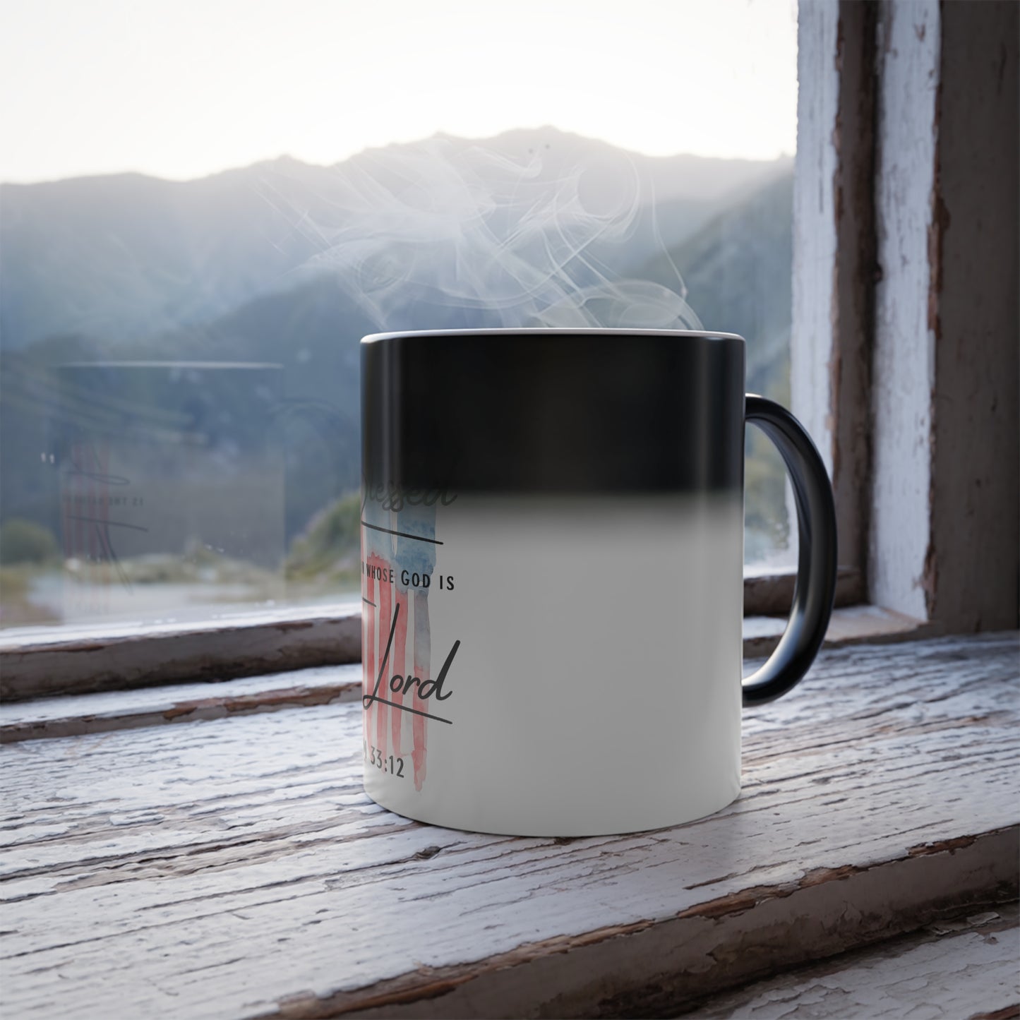 Color-Changing Mug — "Blessed is the nation whose God is the Lord" Psalm 33:12 | Patriotic Faith Coffee Mug, 11oz