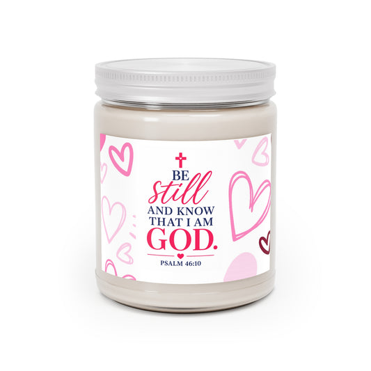Inspirational Psalm 46:10 Scented Soy Candle — 'Be Still and Know That I Am God' (9oz)