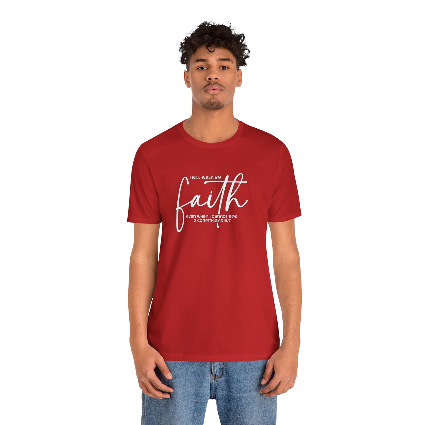 Faith Graphic Tee — "I Will Walk By Faith" Christian Inspirational T-Shirt