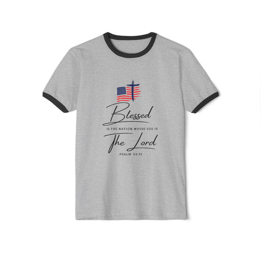 America 250 Blessed Unisex Cotton Ringer T-Shirt