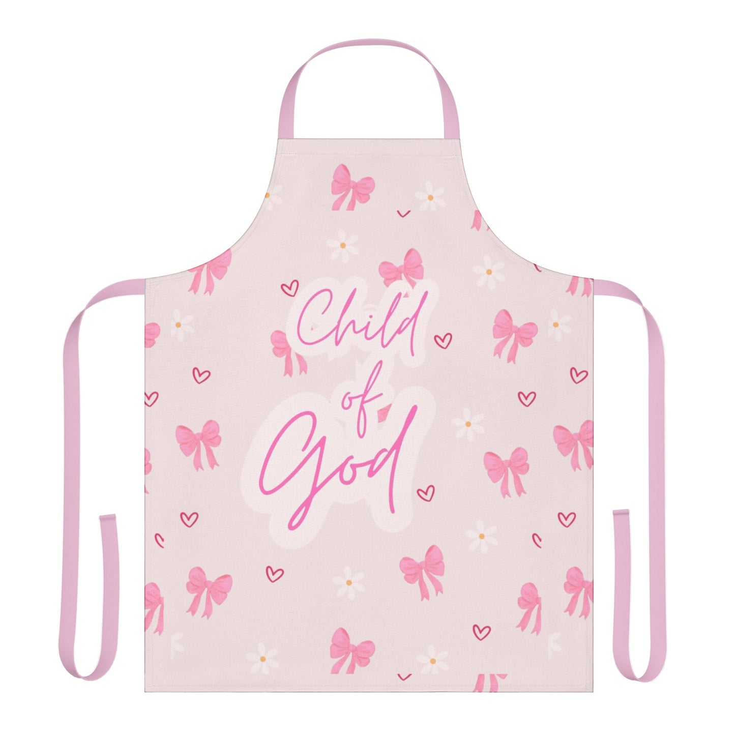 Child of God Pink Apron — Floral Bow Christian Kitchen Apron