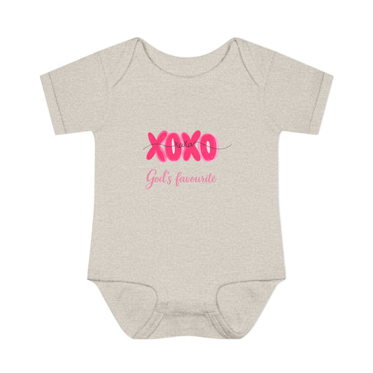 Baby Bodysuit "XOXO God's Favorite" — Cute Pink Valentine Infant Onesie