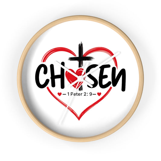 Chosen Heart Wall Clock — Christian Scripture 1 Peter 2:9 Decorative Clock