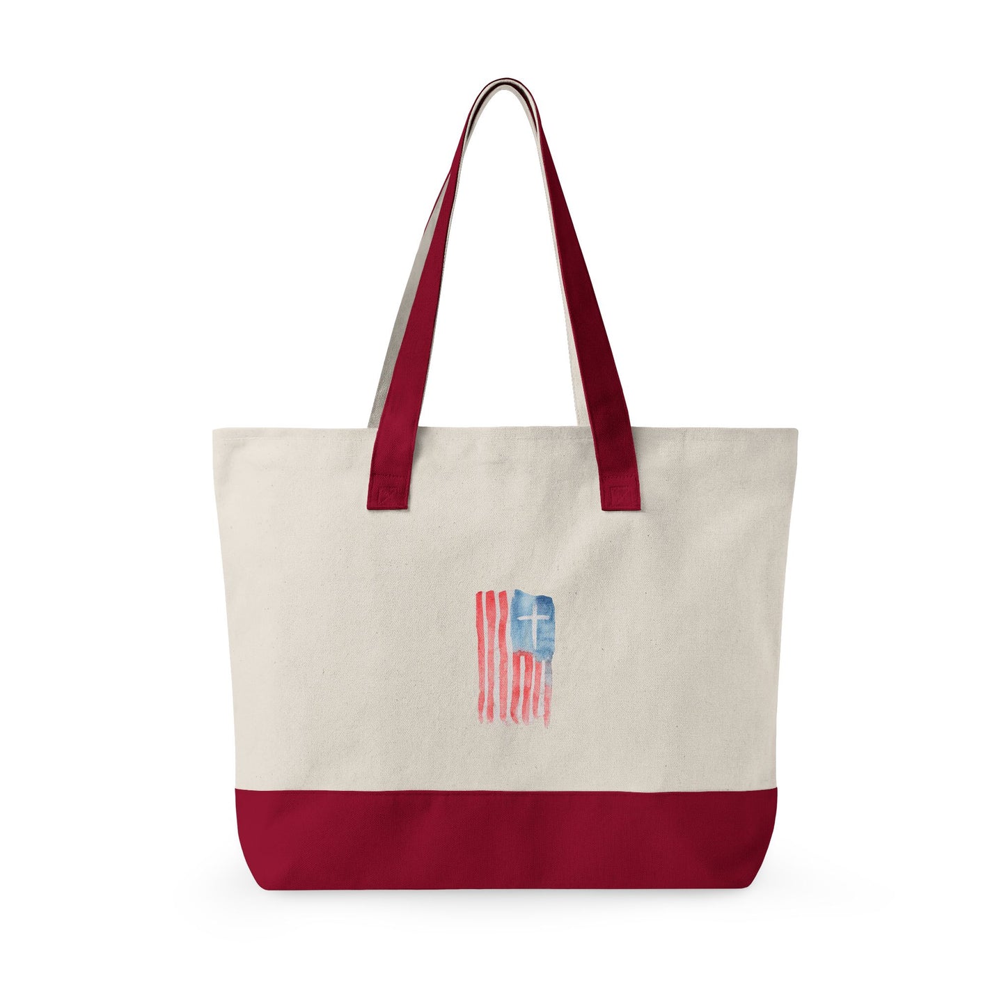 Canvas Tote Bag — "Child of God" & Watercolor Flag Zippered Tote