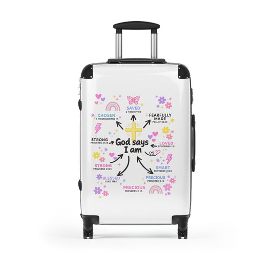 Suitcase — "God Says I Am" Inspirational Carry-On Luggage