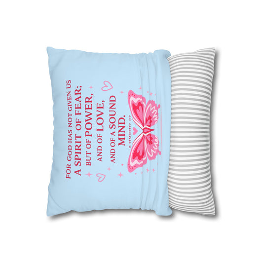 Christian Decorative Pillow — "Riding with Jesus & a Full Tank of Faith" Blue Car Throw Pillow