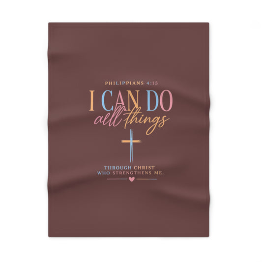 Christian Baby Blanket — "I Can Do All Things" Philippians 4:13 Soft Fleece Blanket