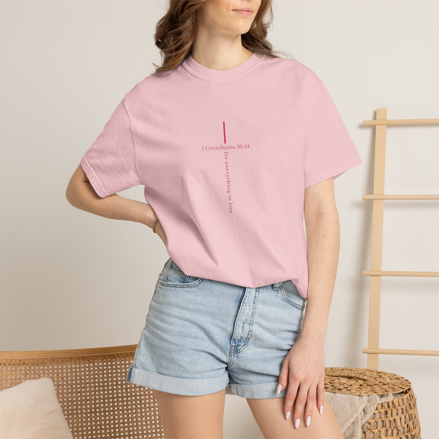 Minimalist Cross Tee — Subtle Vertical 'I Crossed Your Line' Graphic