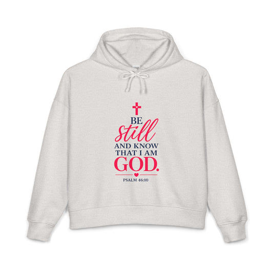 Christian Hoodie — "Be Still and Know That I Am God" Faith Pullover with Back ‘I Know Jesus Loves Me’ Design