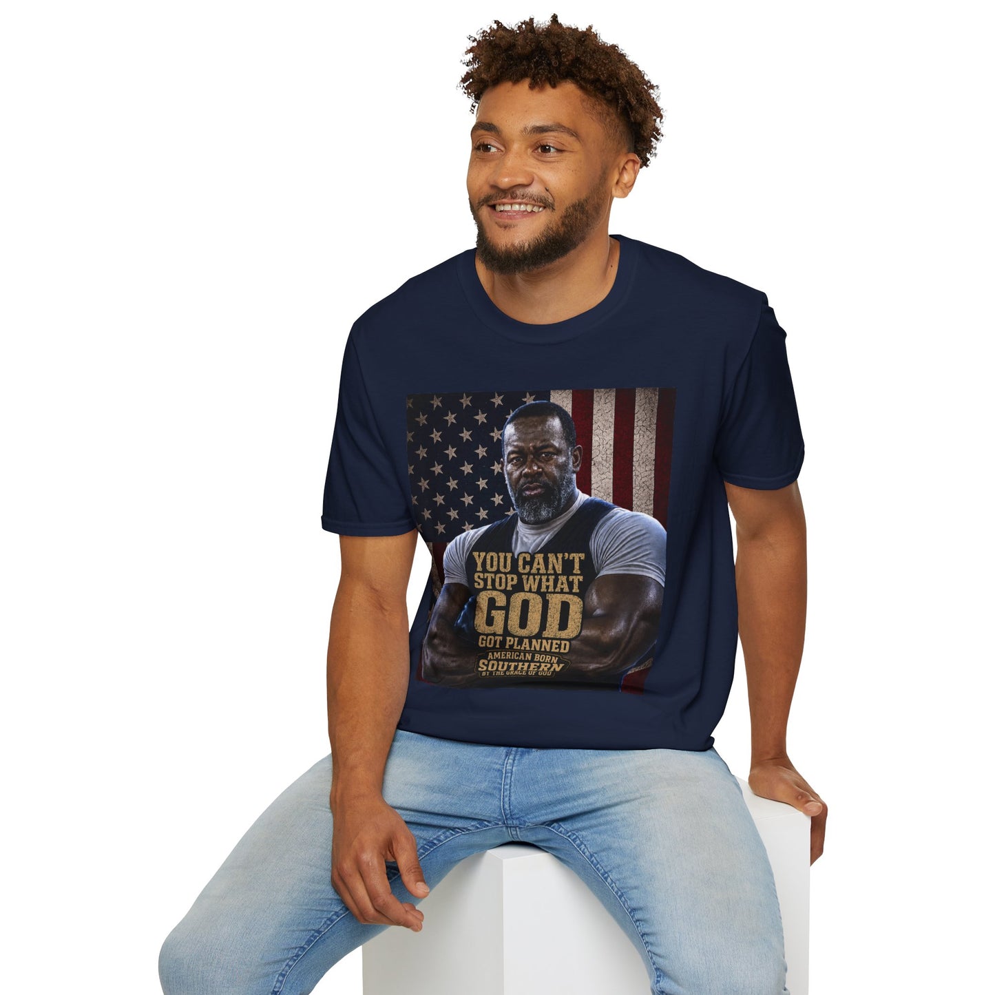 Patriotic Faith Graphic T-Shirt — "You Can't Stop What God" Inspirational Tee