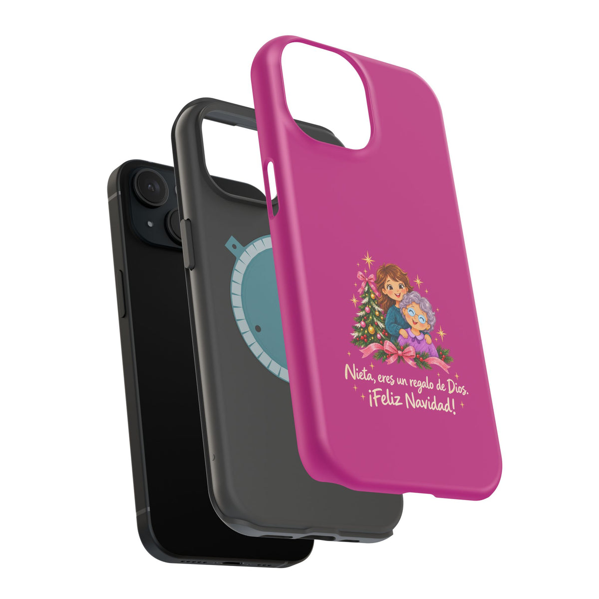 Magenta Christmas Grandma Phone Case — "Abuela, eres un regalo de Dios. ¡Feliz Navidad!" Magnetic Impact-Resistant