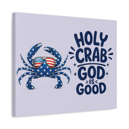 Patriotic Crab Canvas — "Holy Crab God Is Good" Wall Art