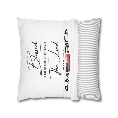 Blessed Is The Nation Pillow — America Psalm 33:12 Patriotic Decorative Pillowcase