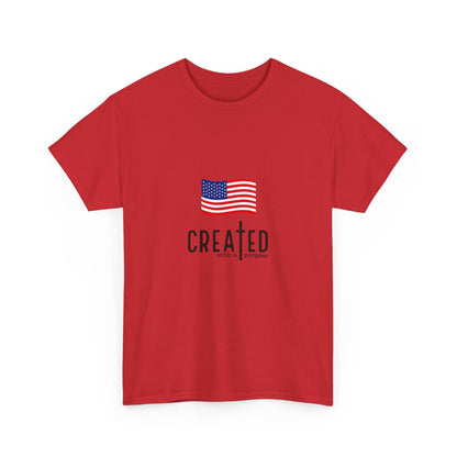 Created American Flag T‑Shirt — 'Created' Patriotic Graphic Tee