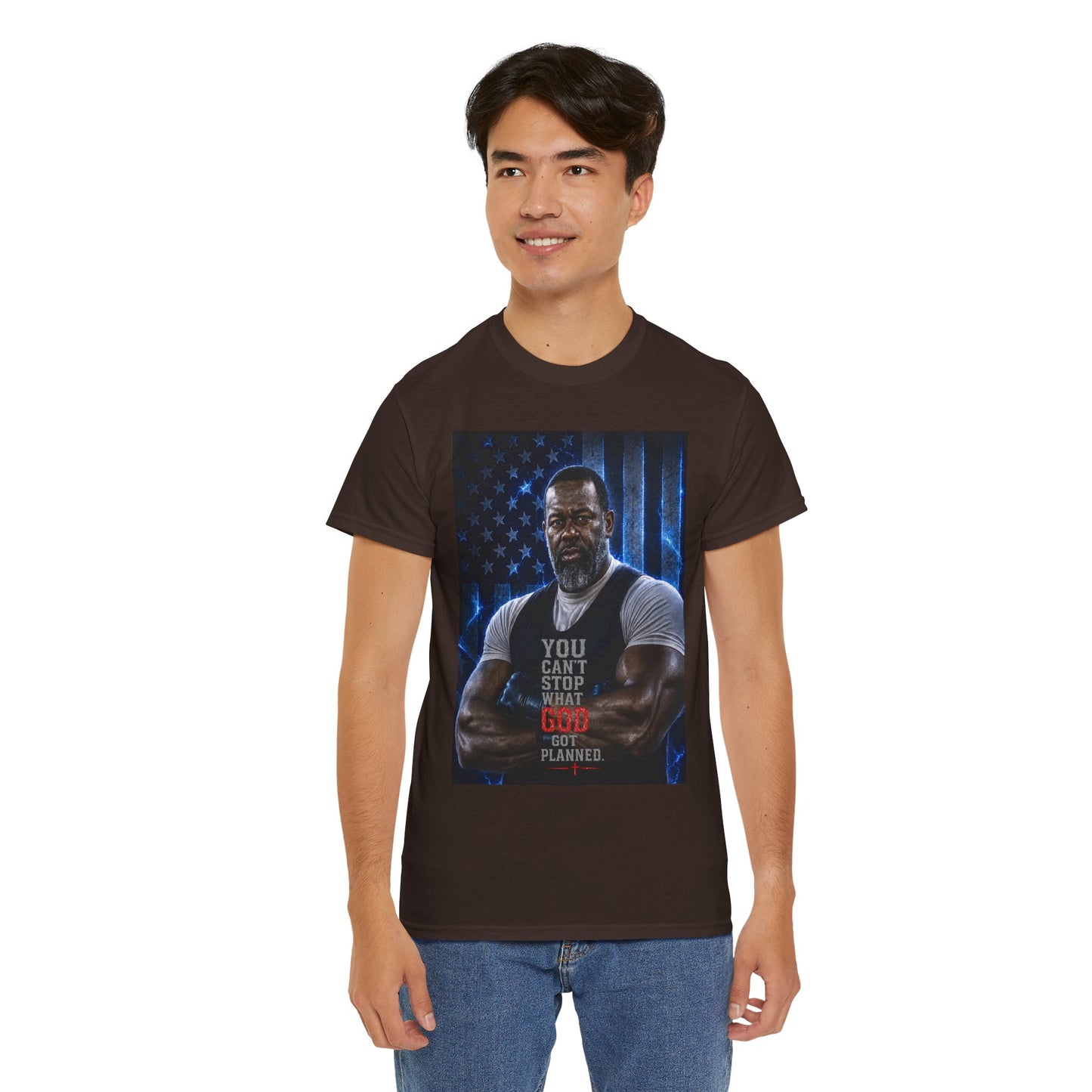 Patriotic Faith Tee — "You Can't Stop What God Has Planned"