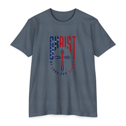 UNISEX Christ Cross T‑Shirt — My Lord and Savior Patriotic Christian Tee
