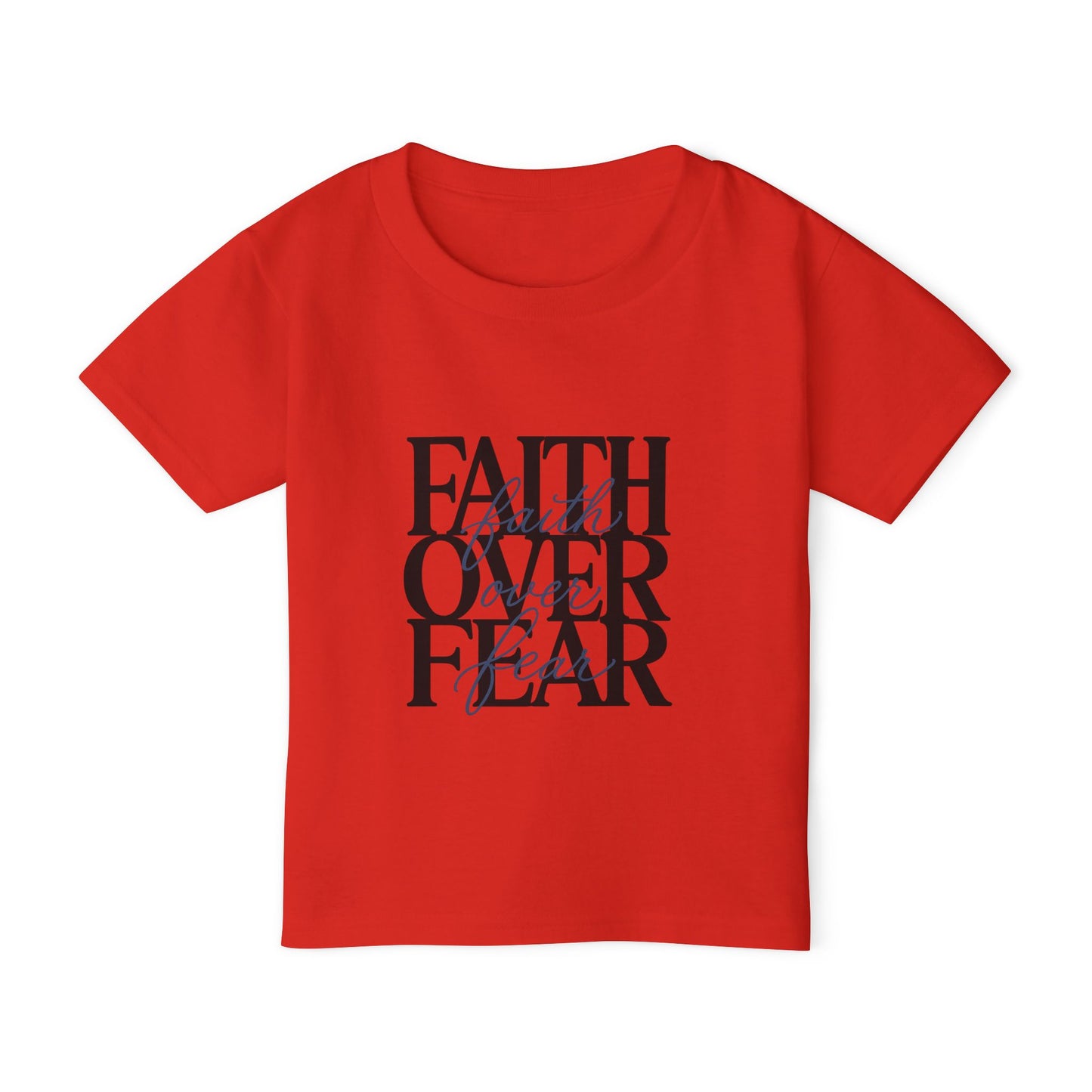 Toddler T‑Shirt — "Faith Over Fear" Scripture Graphic, Christian Kids Tee