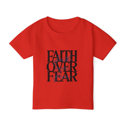 Toddler T‑Shirt — "Faith Over Fear" Scripture Graphic, Christian Kids Tee