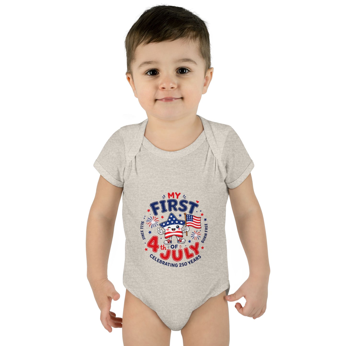 Baby Bodysuit – "My First 4th of July" Patriotic Infant Onesie