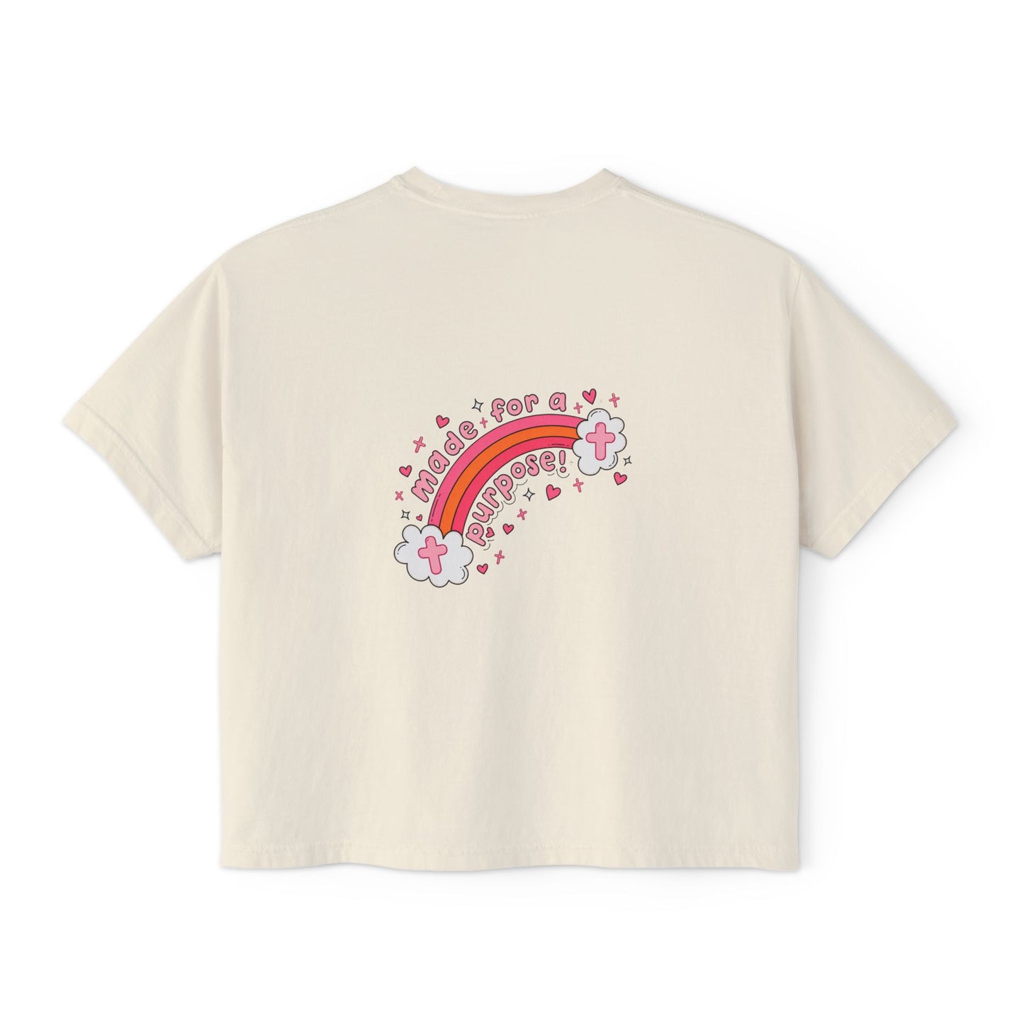 Pray Pray Pray Women's Boxy Tee — Pink Faith Floral Graphic