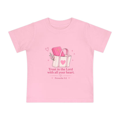 Baby T-Shirt — "Child of God" Pink Faith Tee (Proverbs 3:5)