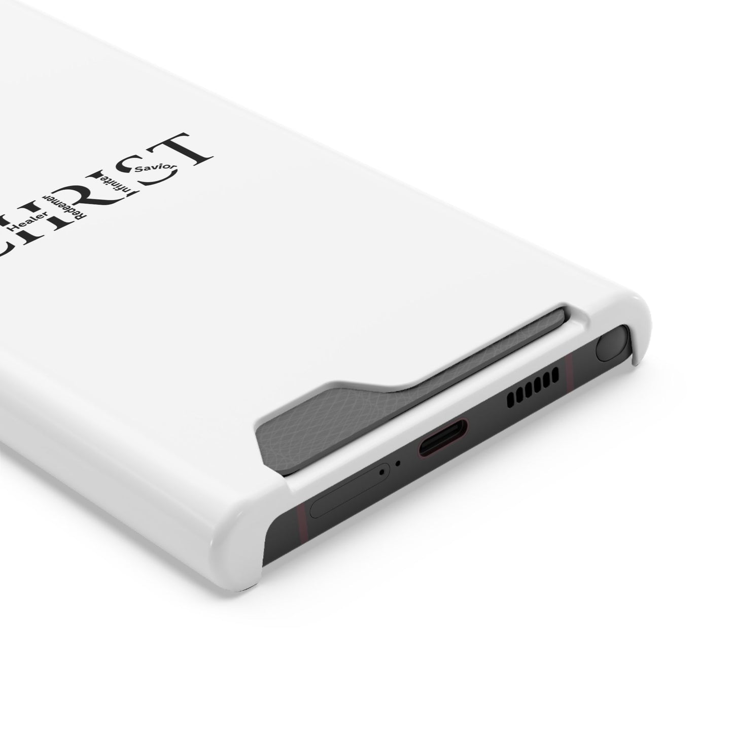 Christian Phone Card Case — Minimal 'CHRIST' Text Wallet Phone Case