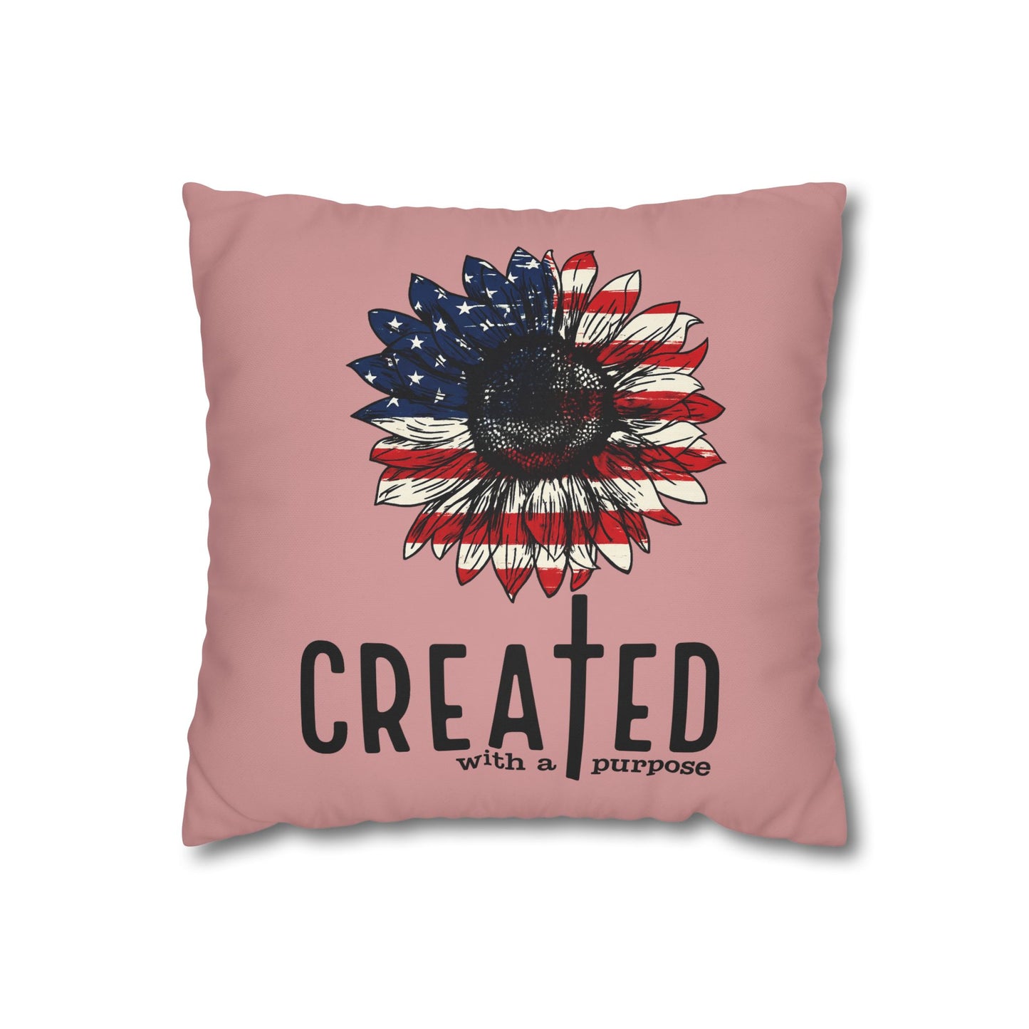 CREATED WITH A PURPOSE & GOD UNDER ONE NATION Canvas Pillowcase